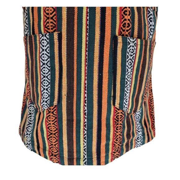 NEW! Lakhays Boho Striped Pinafore Dress Multicolor Ethnic Print Jumper Size S/M - Picture 5 of 5
